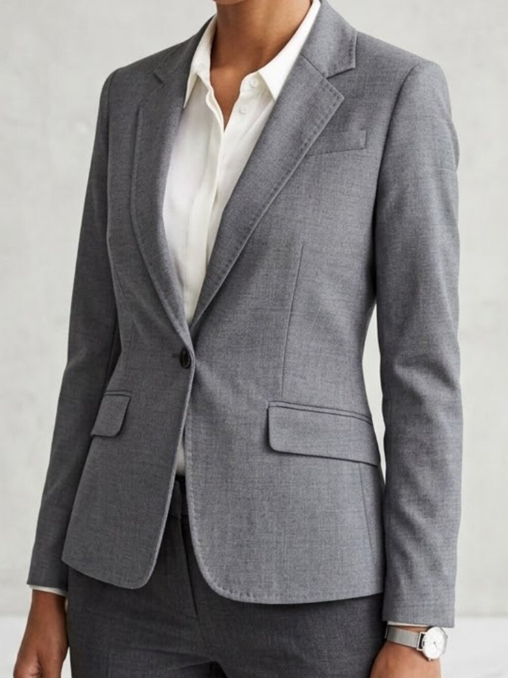 NWT H&M Women's Gray Single Button Tailored Blazer Size 6 Fitted Career Office
